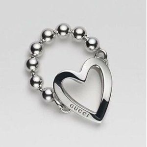 NWT GUCCI Heart Toggle Ring 100 % Authentic 925 Sterling Silver Size 6